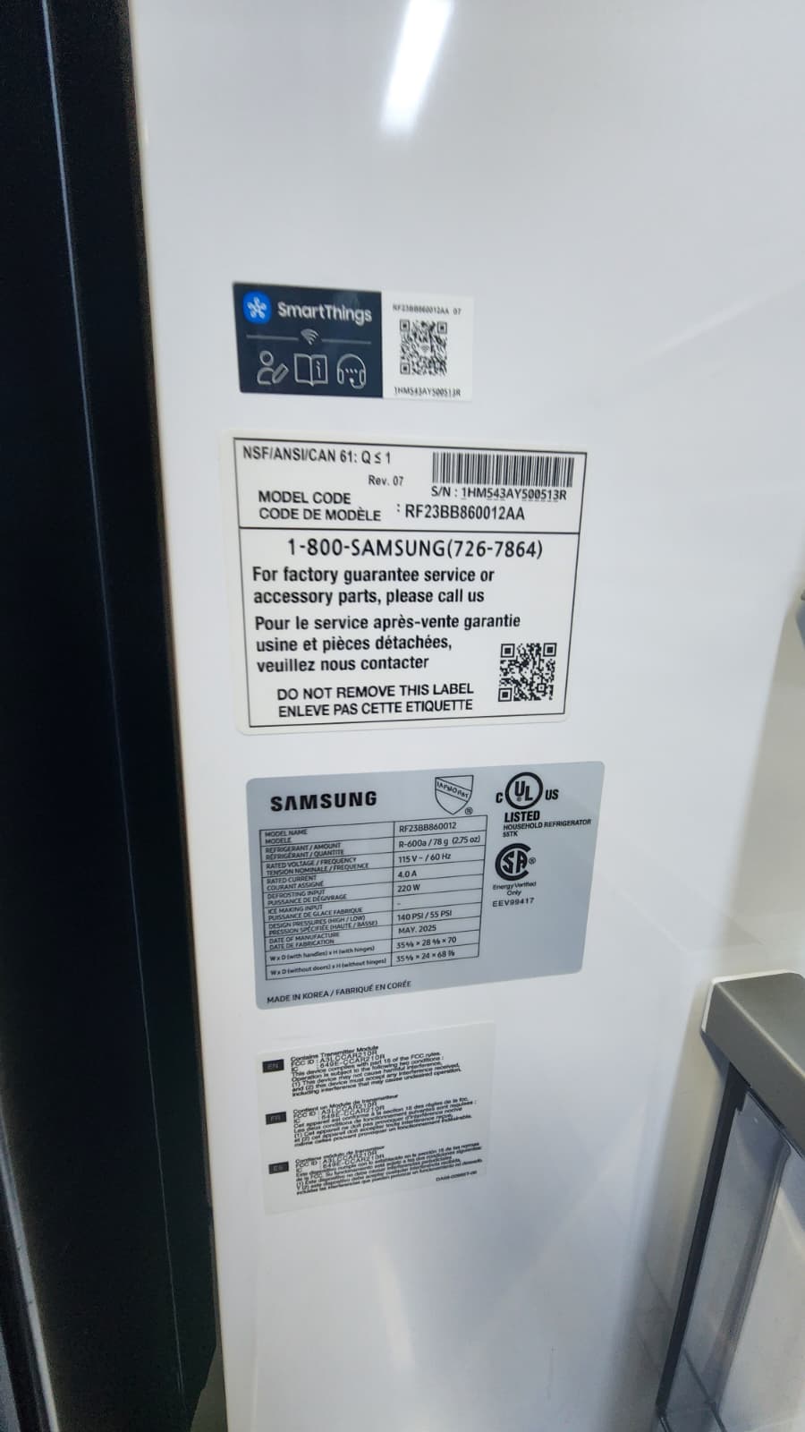 Samsung Bespoke RF23BB860012AA Smart French Door Fridge- White Glass - Image 4