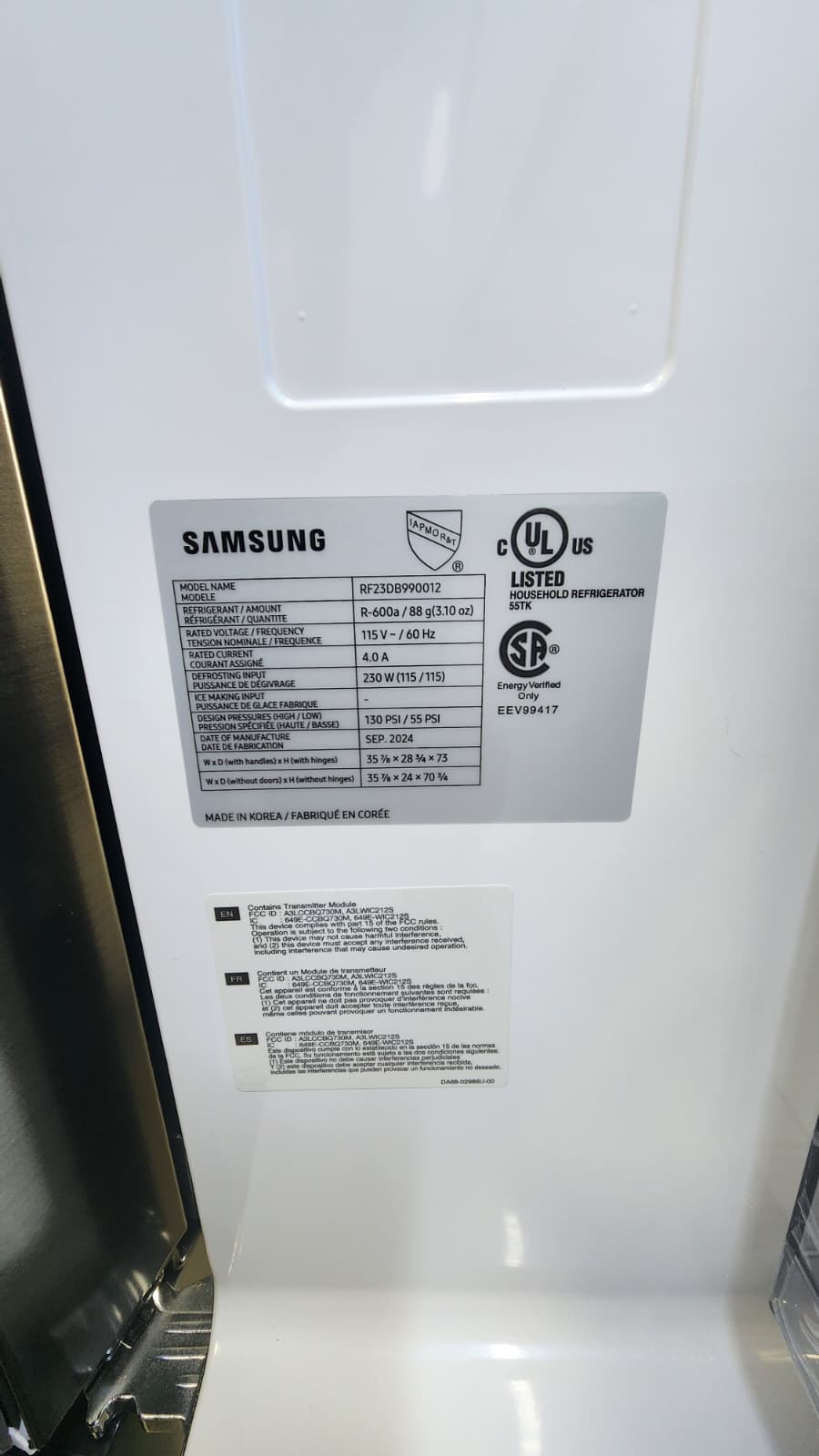 Samsung RF23DB990012 Bespoke Smart French Door Style Fridge- Glass White - Image 5